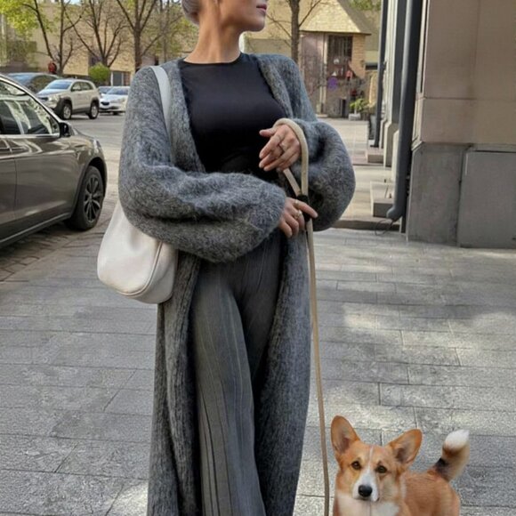 Grey Casual Women's Loose Fit Christmas Sweater Cardigan - Picture 3 of 9